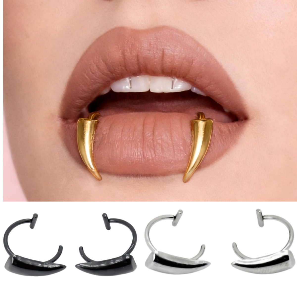 Body Jewelry And Piercing - Clip à lèvre gothique en acier