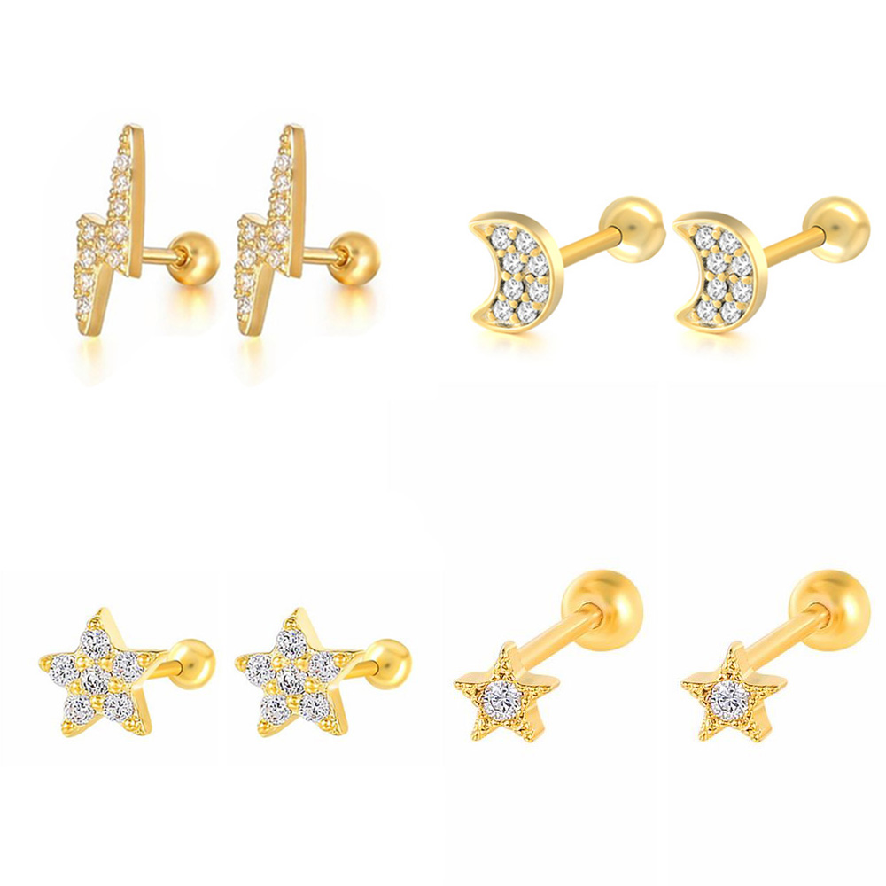 Flat Back Labret Stud - Boucles d'oreilles en forme d'étoile et