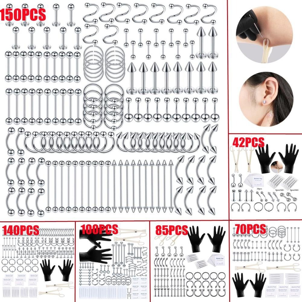 Body Jewelry And Piercing - Kit de Piercing Corporel 150/140/85/70/42 Pièces,