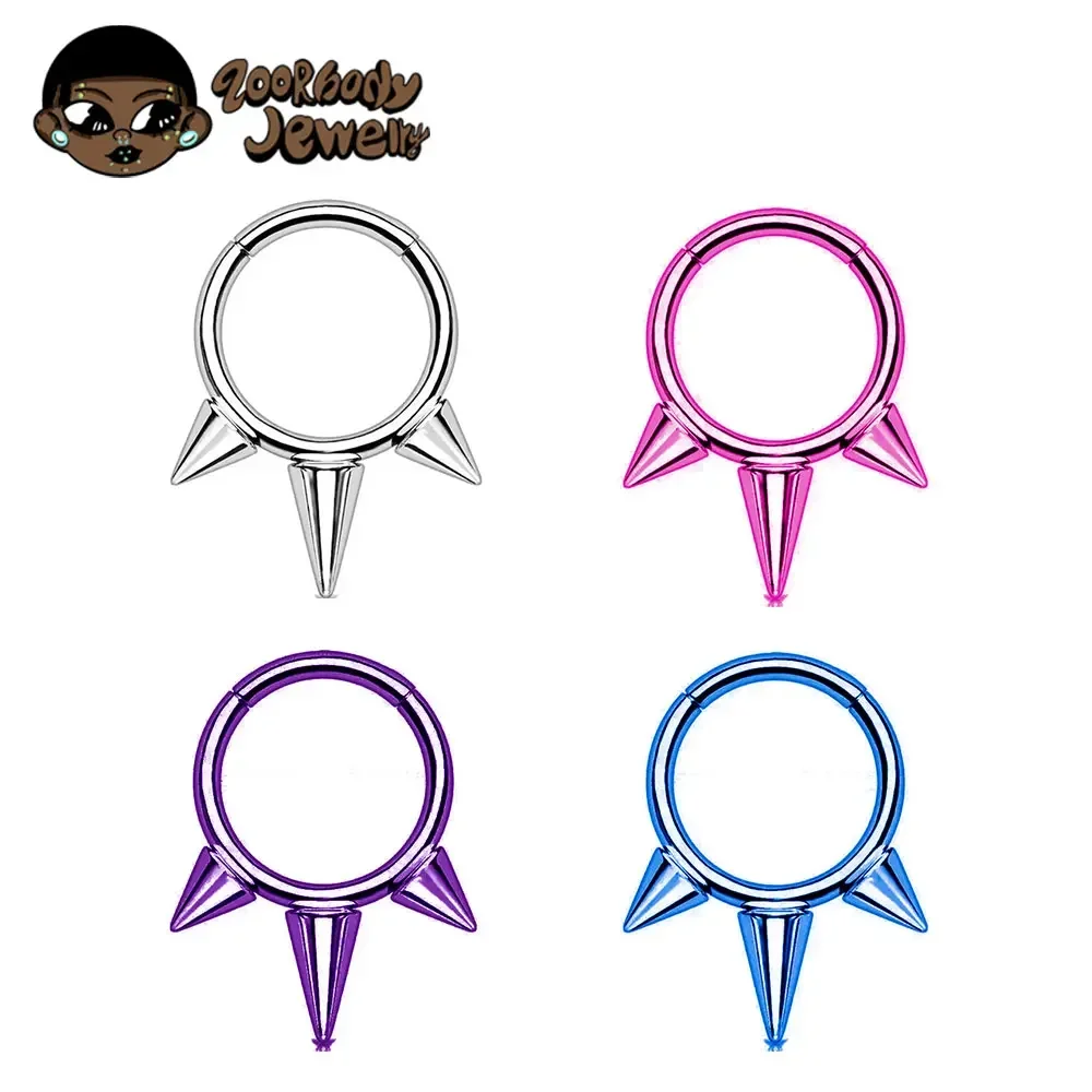 Septum Clicker Ring - G23 titane nez Piercing anodisé gothique