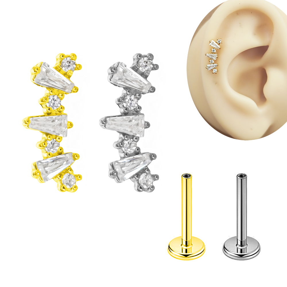 Flat Back Labret Stud - Boucles d'Oreilles Filetées Internes en Acier,