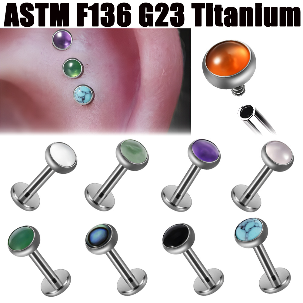 Flat Back Labret Stud - 1PC 16g G23 titane cristal &