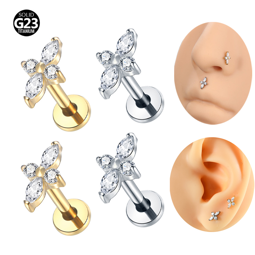 Flat Back Labret Stud - 1 pièce Bijou de piercing labret