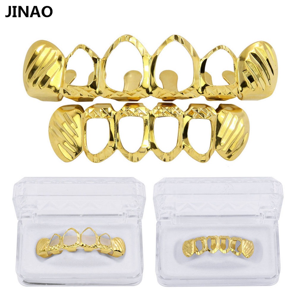 Body Jewelry Gold Plated - JINAO-Ensemble de grillz coupé en D,