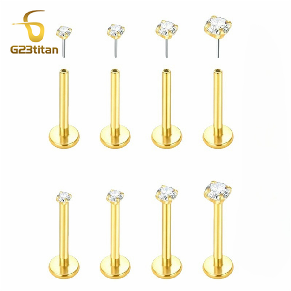 Flat Back Labret Stud - 2 pièces Piercings en Titane G23