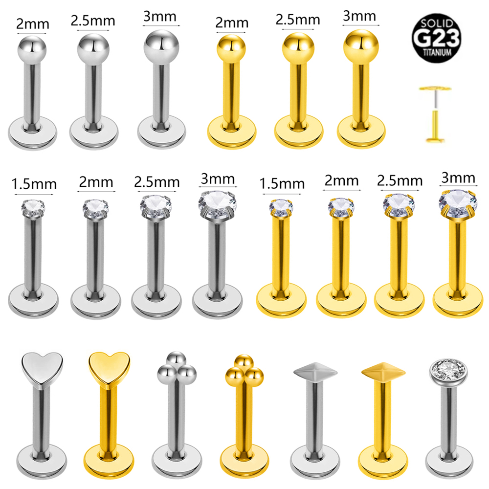 Flat Back Labret Stud - ASTM F136 G23 titane la boule