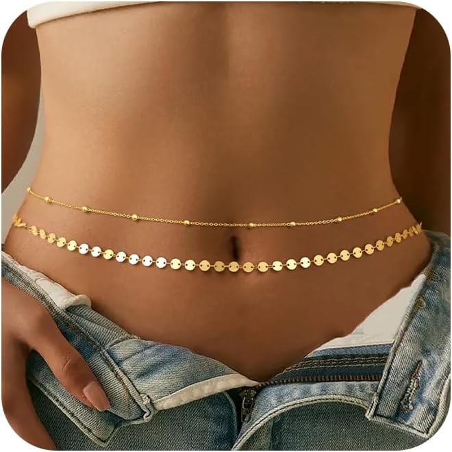 Body Jewelry Gold Plated - Chaîne de ventre plaquée argent et