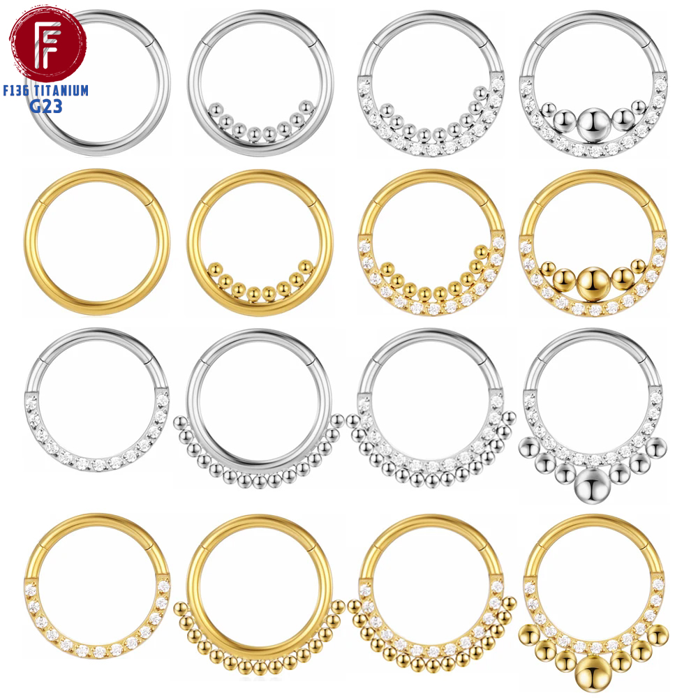 Septum Clicker Ring - F136 titane nez Piercing articulé perle