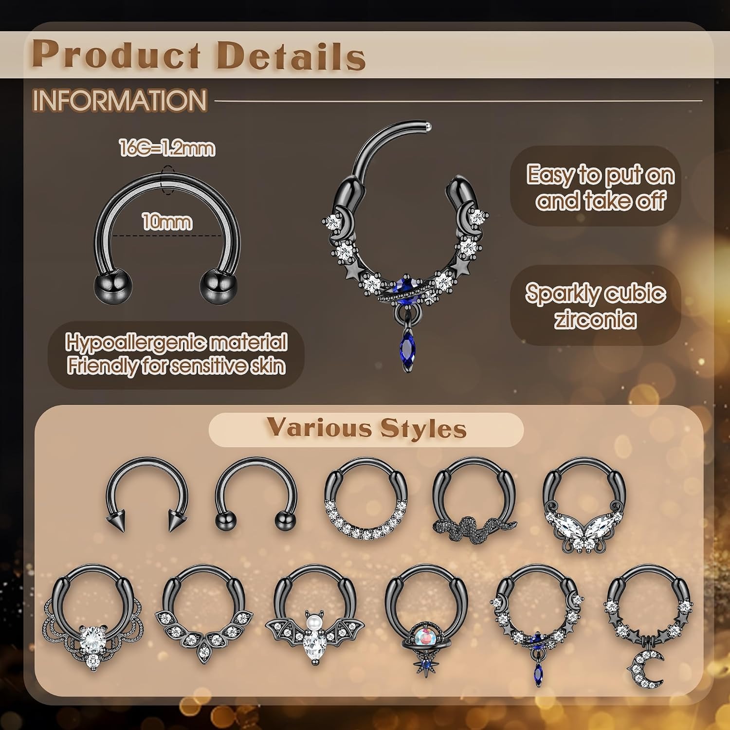FASACCO Anneaux de septum, bij - Body Jewelry For Sensitive Skin avis et prix