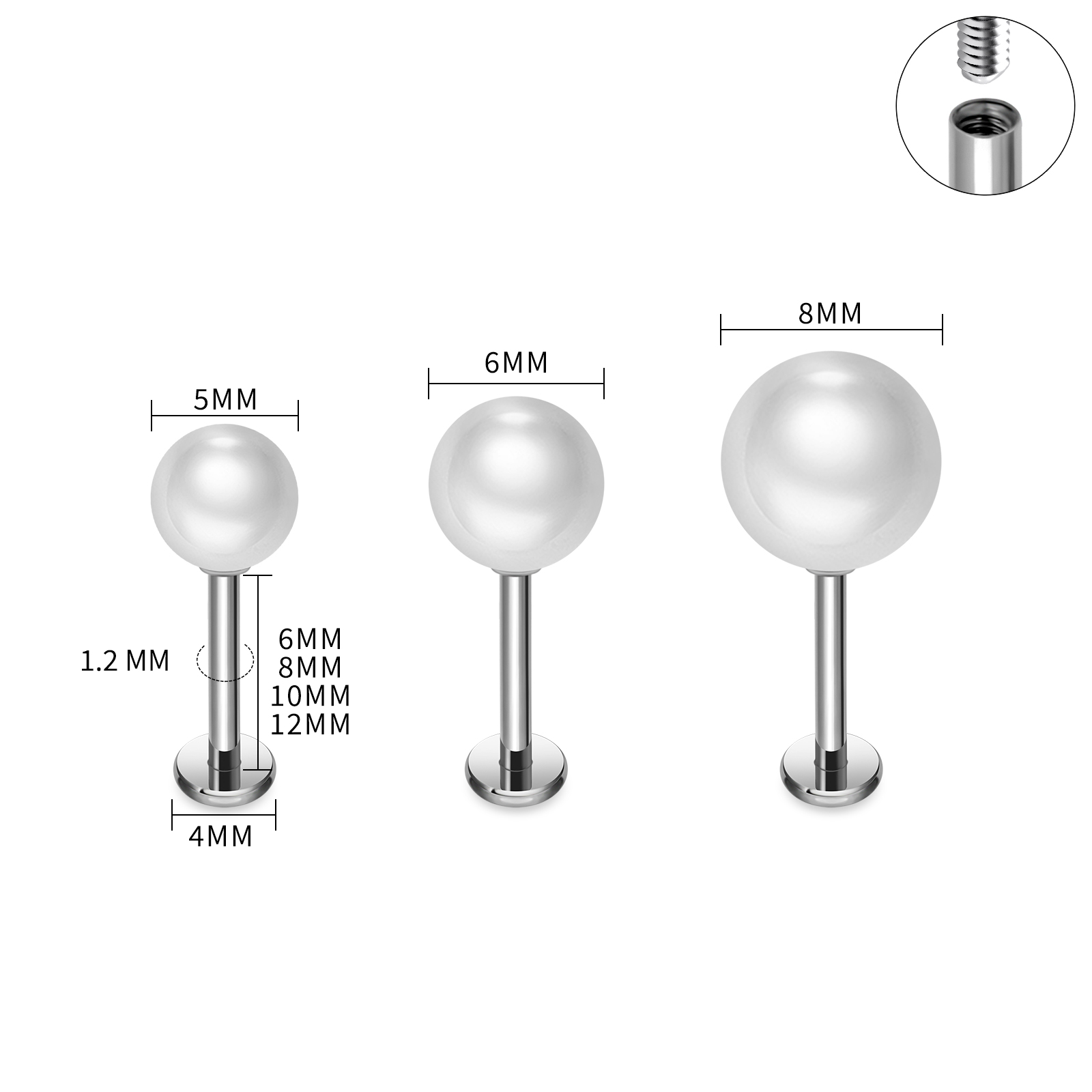 ASTM F136 titane perle boucles - Flat Back Labret Stud avis et prix
