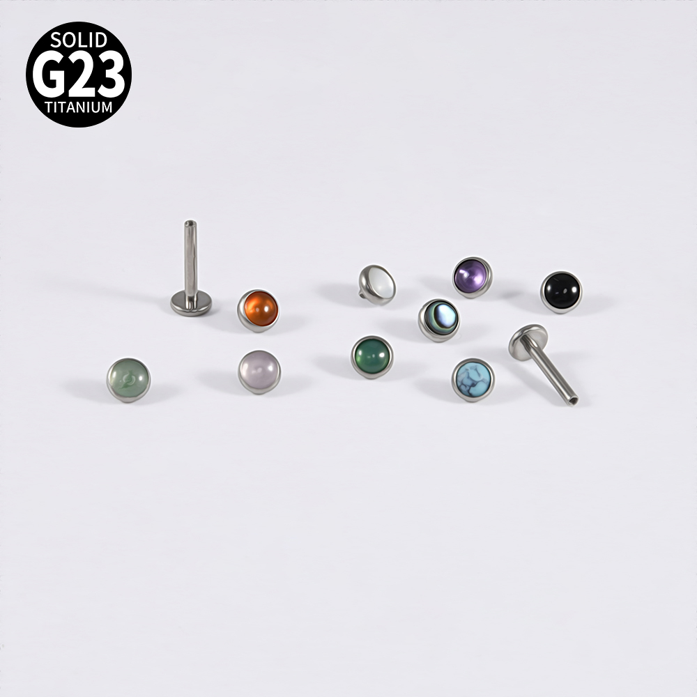 1PC 16g G23 titane cristal & p - Flat Back Labret Stud avis et prix