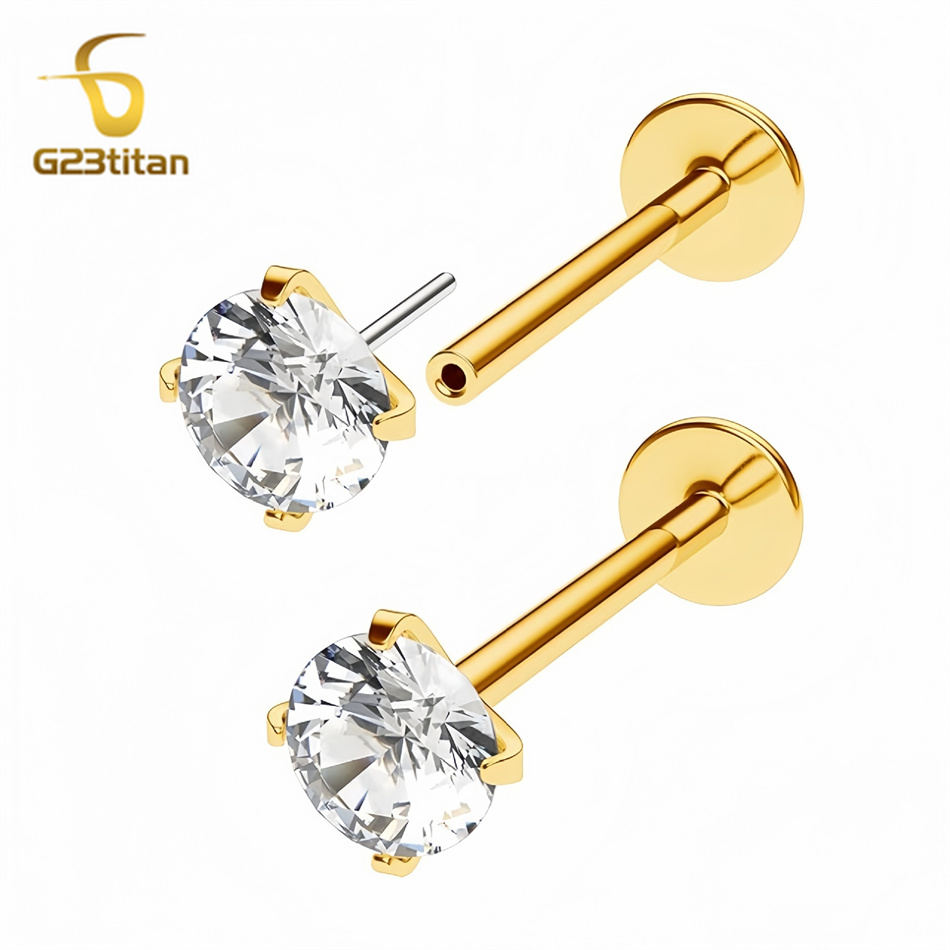 2 pièces Piercings en Titane G - Flat Back Labret Stud avis et prix