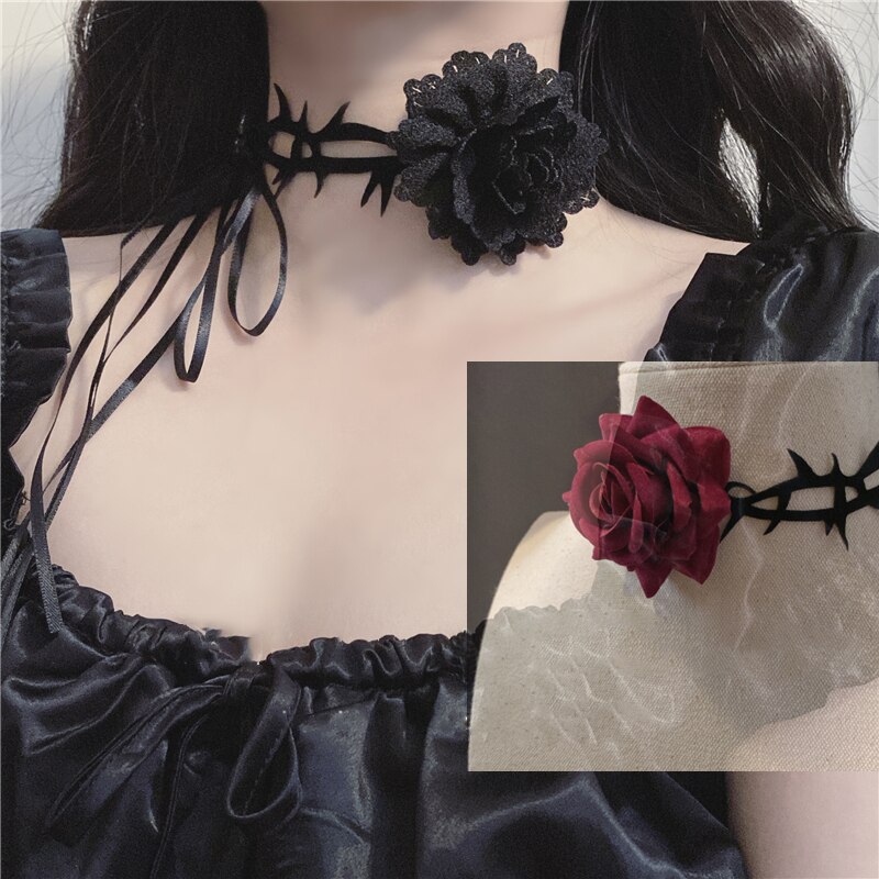 Collier ras du cou 2 pièces ro - Body Jewelry Goth avis et prix
