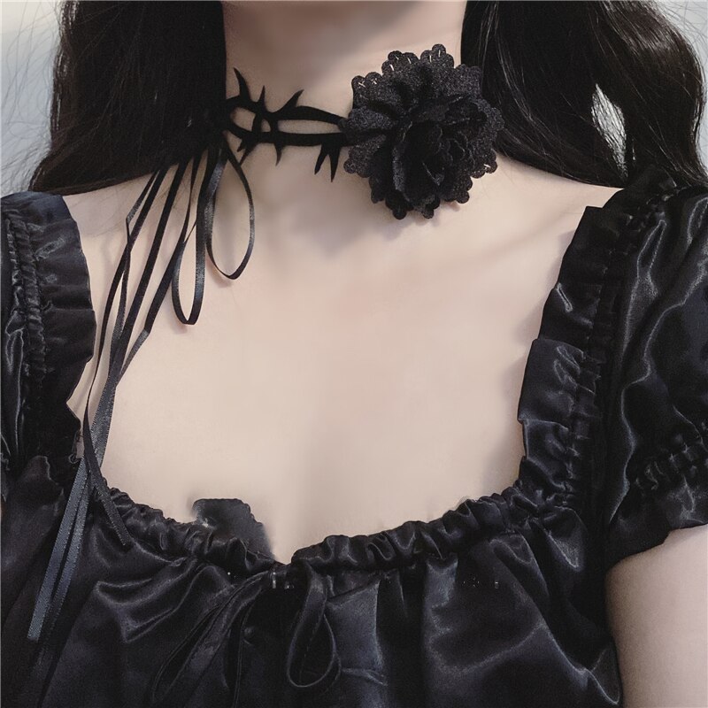 Collier ras du cou 2 pièces ro - Body Jewelry Goth avis et prix