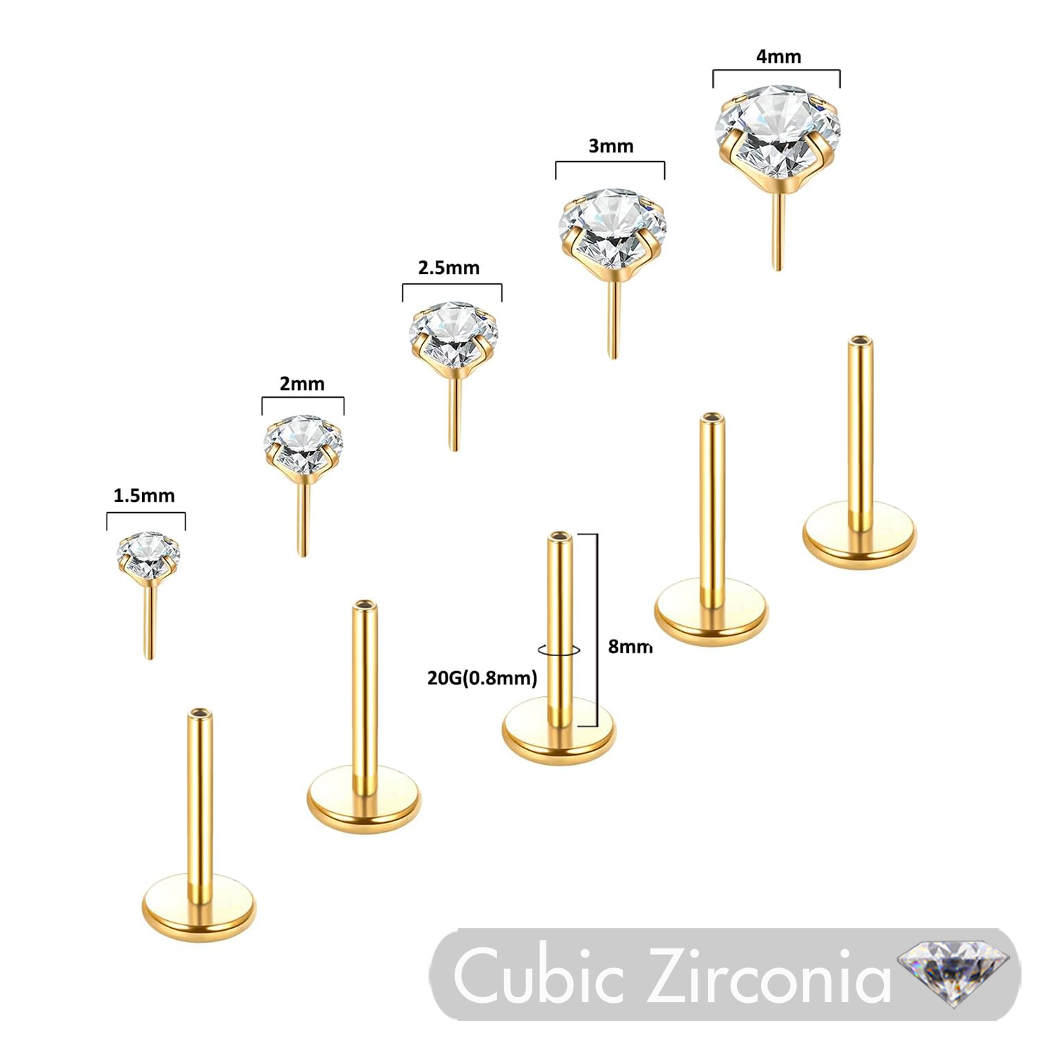 5pcs en acier inoxydable boucl - Flat Back Labret Stud avis et prix